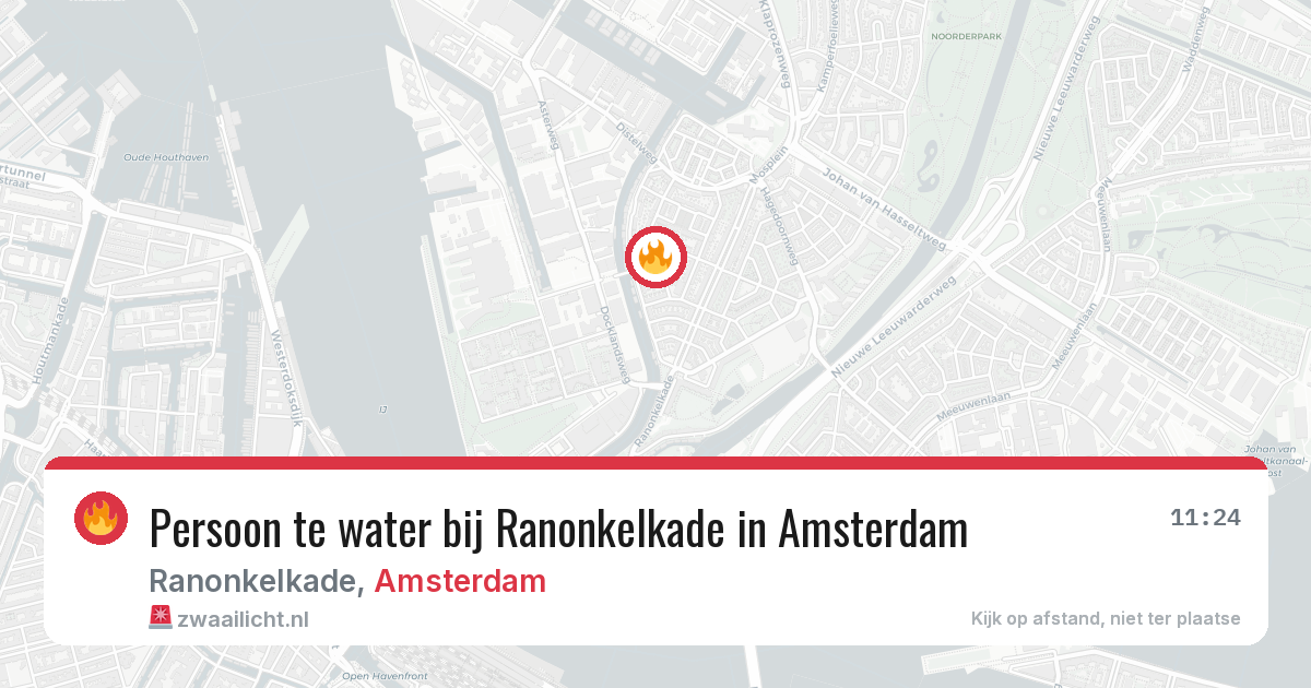 Persoon te water bij Ranonkelkade in Amsterdam — 9 mrt 2026