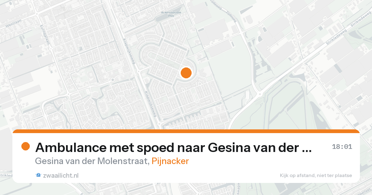 Ambulance met spoed naar Gesina van der Molenstraat in Pijnacker — 20 aug 2026
