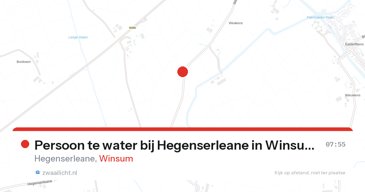 Persoon te water bij Hegenserleane in Winsum — 23 aug 2026