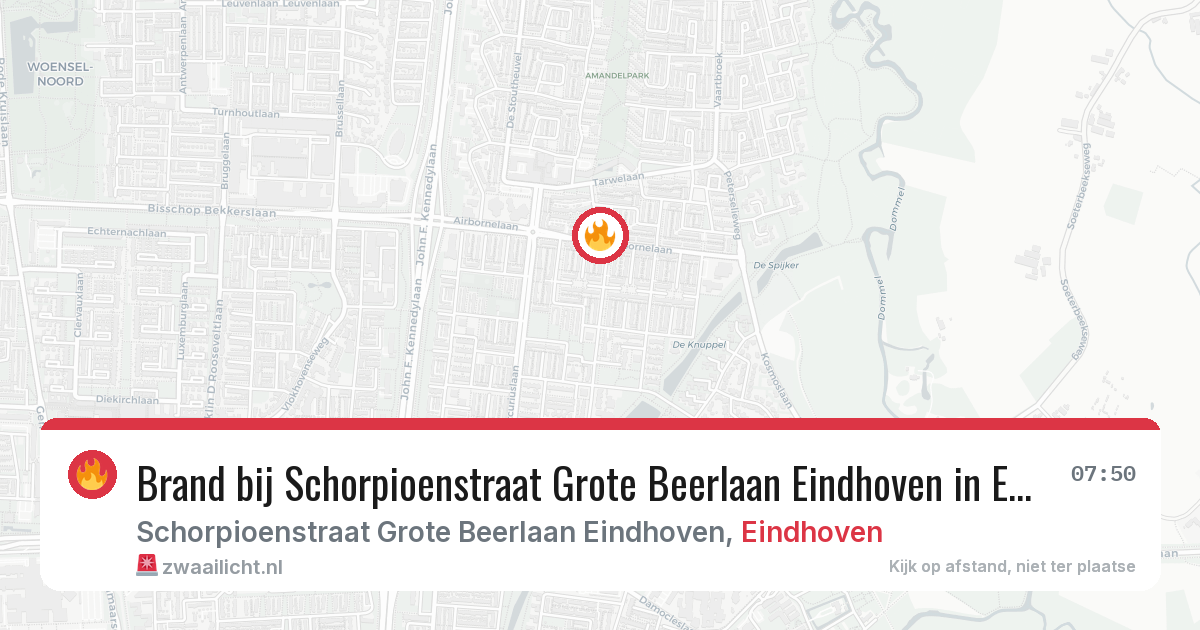 Brand bij Schorpioenstraat Grote Beerlaan Eindhoven in Eindhoven — 9 feb 2026