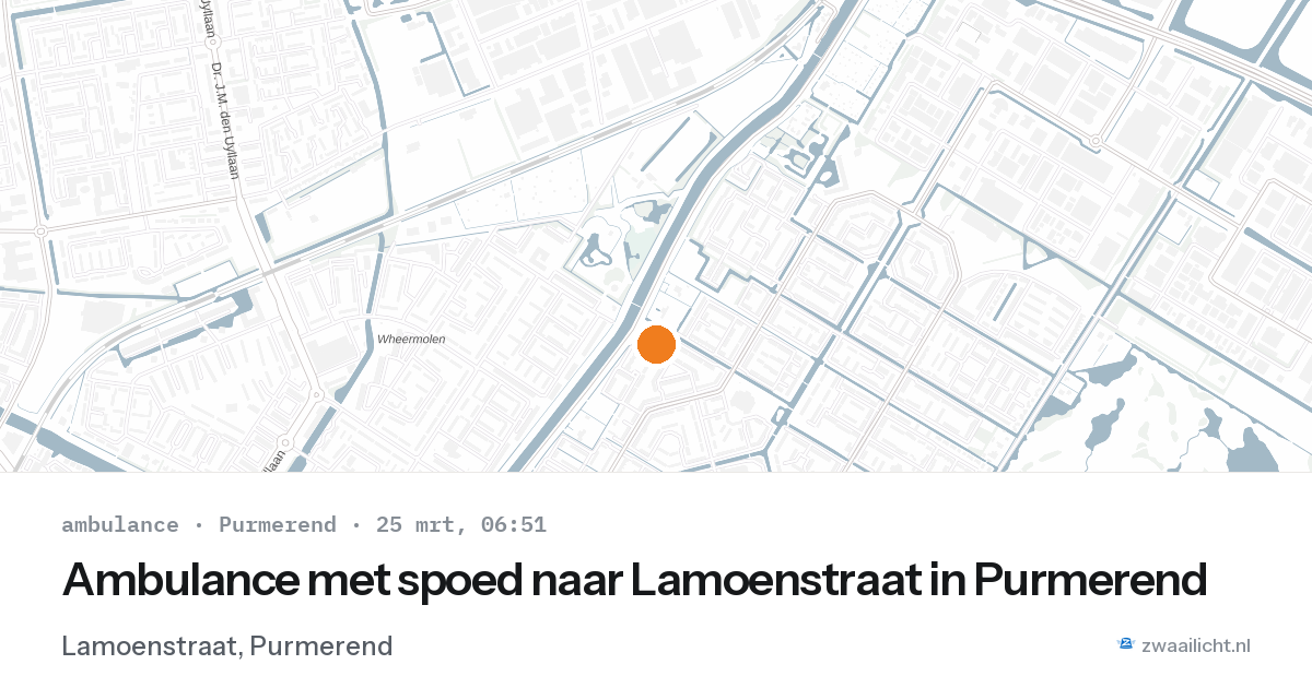 Ambulance met spoed naar Lamoenstraat in Purmerend — 25 mrt 2026