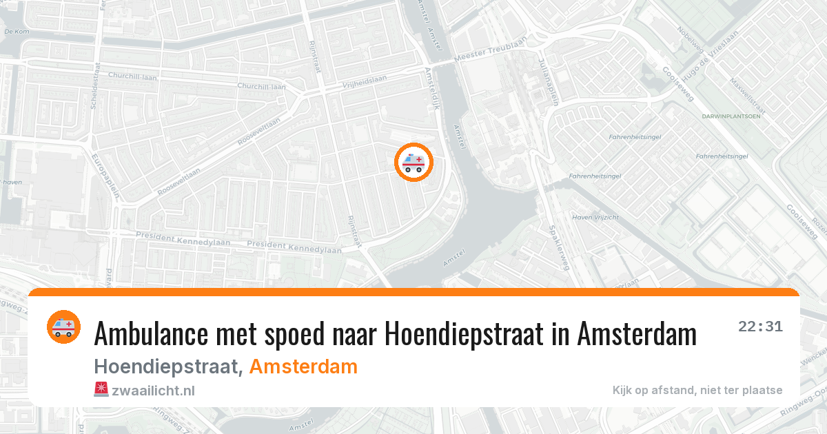 Ambulance met spoed naar Hoendiepstraat in Amsterdam — 9 aug 2026