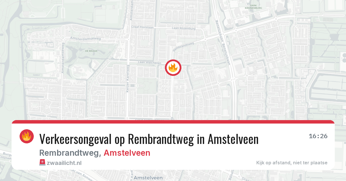 Verkeersongeval op Rembrandtweg in Amstelveen — 29 jun 2026