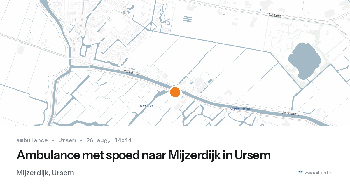 Ambulance met spoed naar Mijzerdijk in Ursem — 26 aug 2026