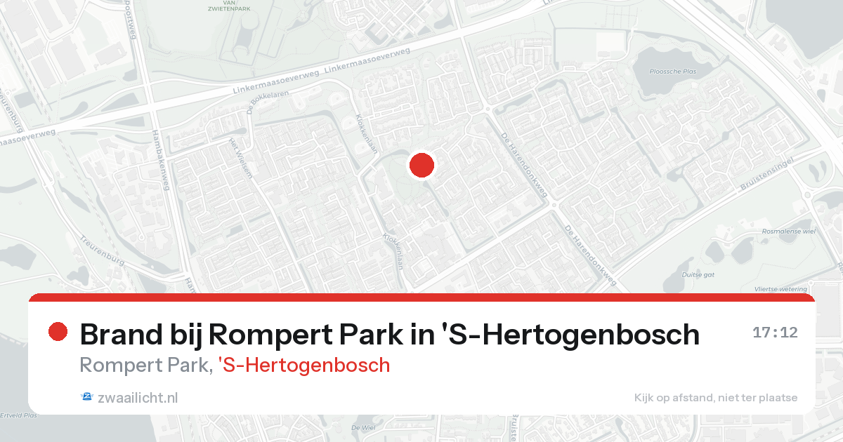 Brand bij Rompert Park in 'S-Hertogenbosch — 23 aug 2026