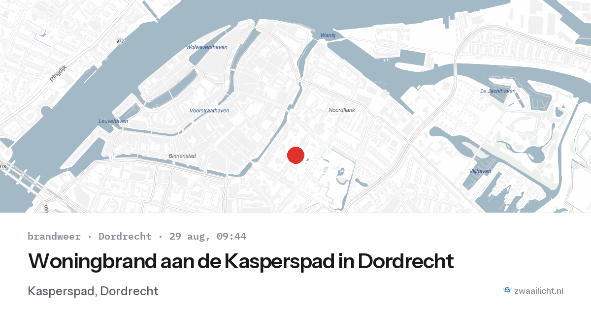 Woningbrand aan de Kasperspad in Dordrecht — 29 aug 2026