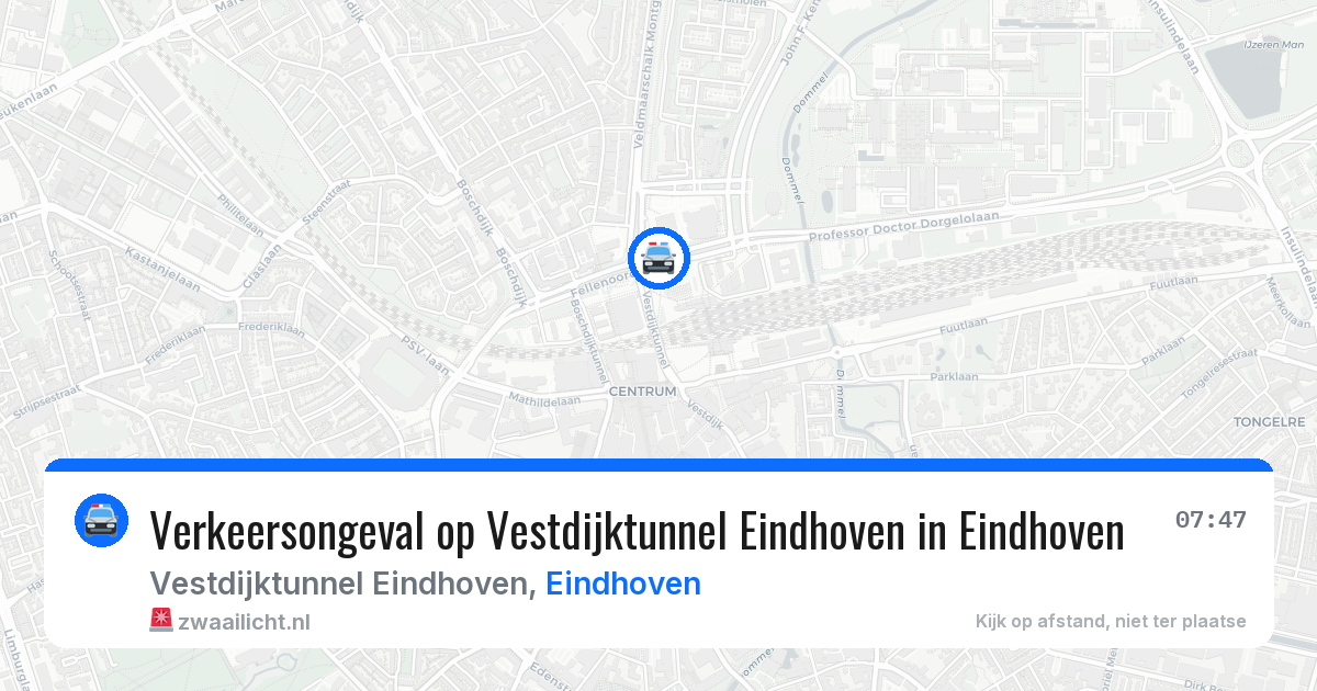 Verkeersongeval op Vestdijktunnel Eindhoven in Eindhoven — 14 jul 2026