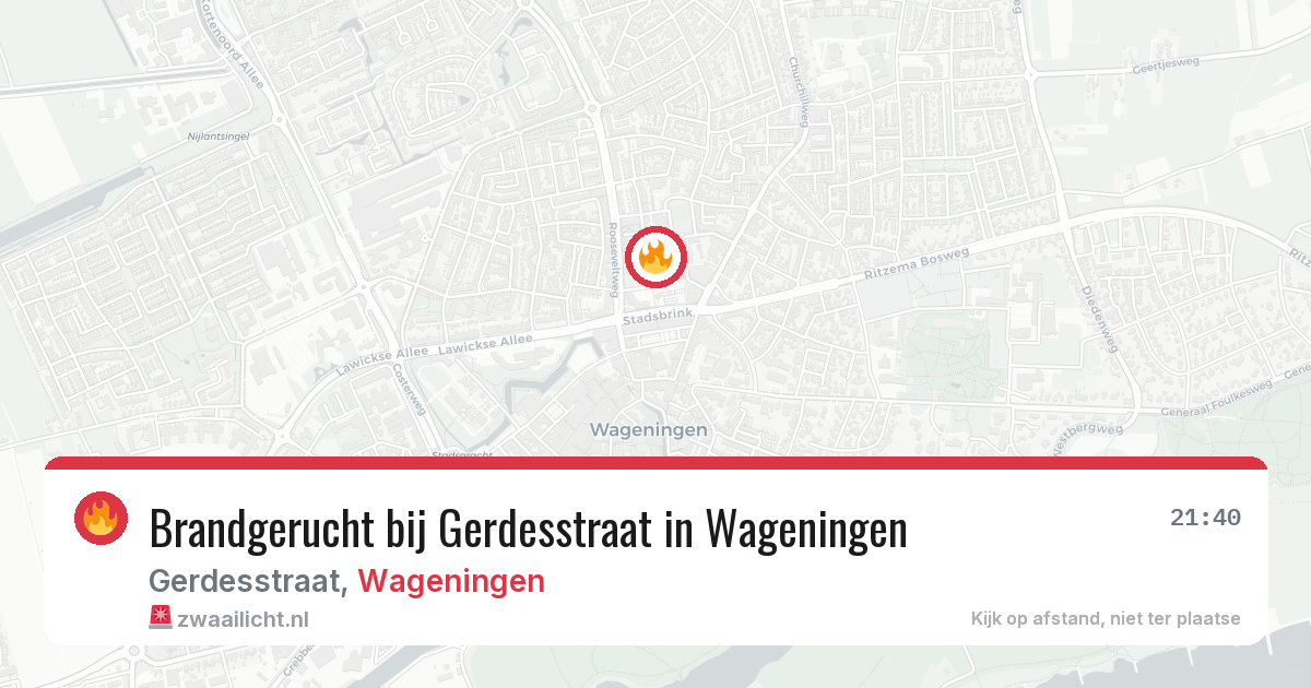 Brandgerucht bij Gerdesstraat in Wageningen — 20 mrt 2026