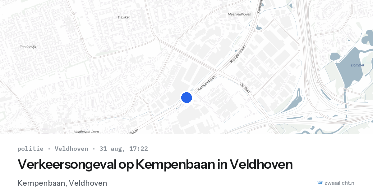 Verkeersongeval op Kempenbaan in Veldhoven — 31 aug 2026