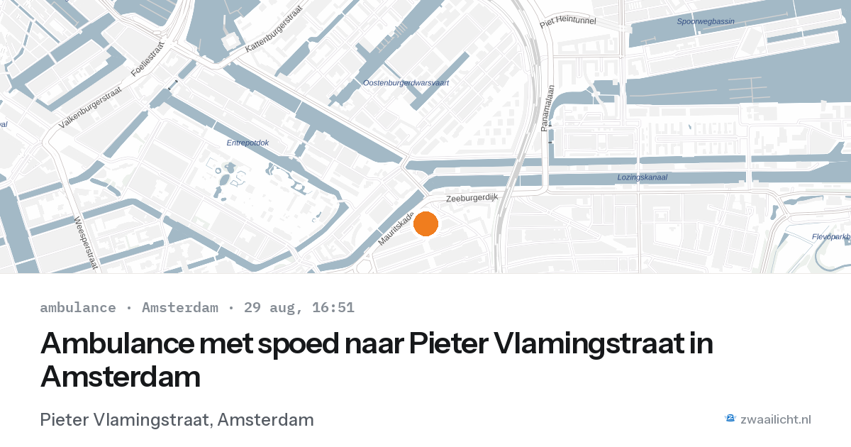 Ambulance met spoed naar Pieter Vlamingstraat in Amsterdam — 29 aug 2026