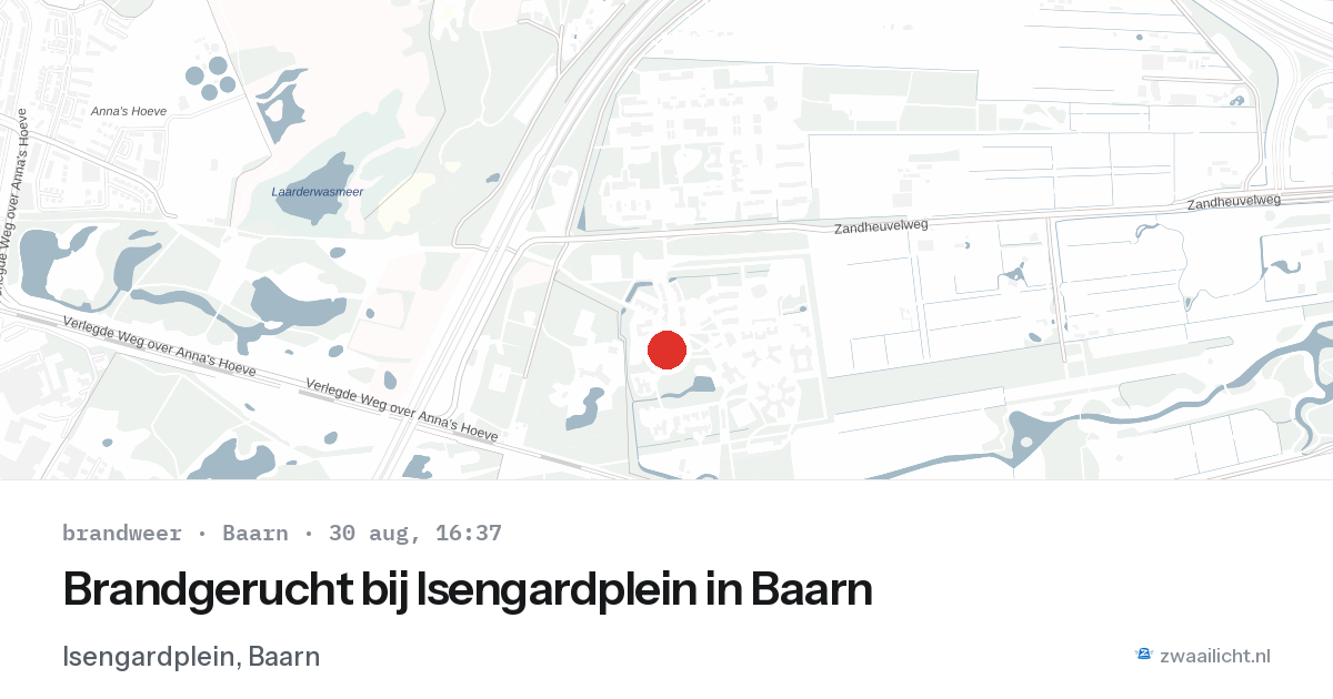 Brandgerucht bij Isengardplein in Baarn — 30 aug 2026