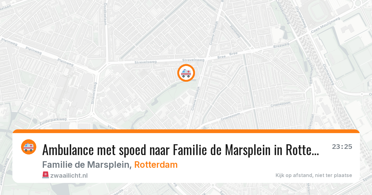Ambulance met spoed naar Familie de Marsplein in Rotterdam — 6 aug 2026