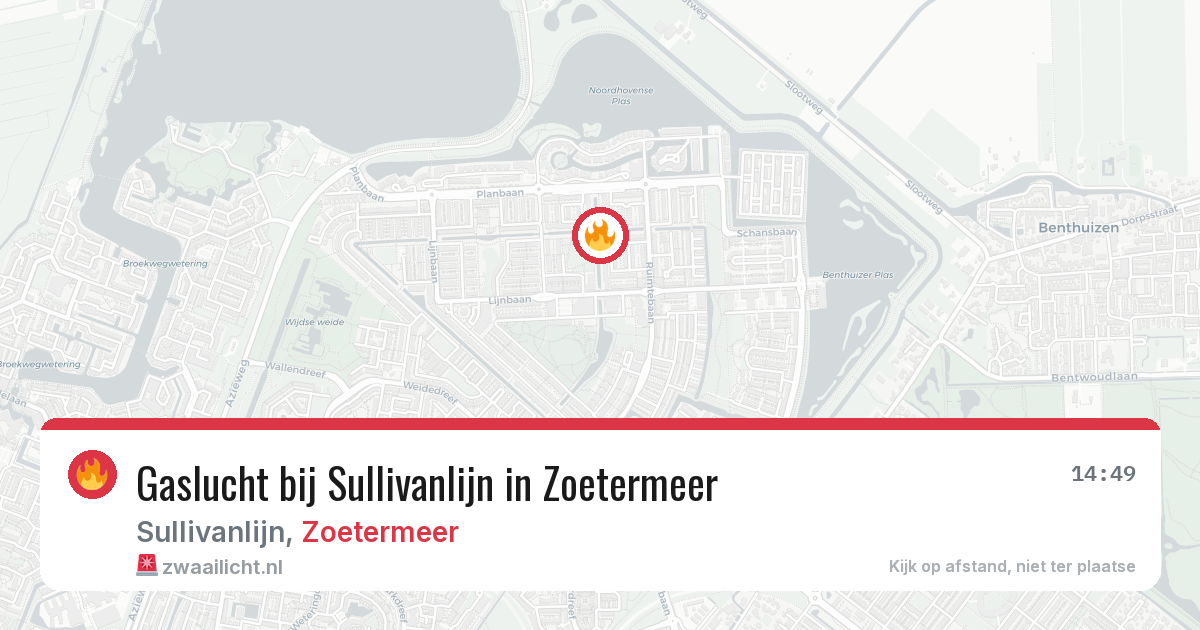 Gaslucht bij Sullivanlijn in Zoetermeer — 20 jun 2026