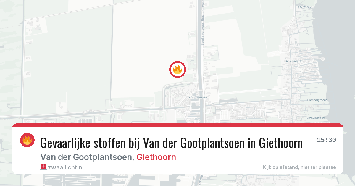 Gevaarlijke stoffen bij Van der Gootplantsoen in Giethoorn — 25 jul 2026