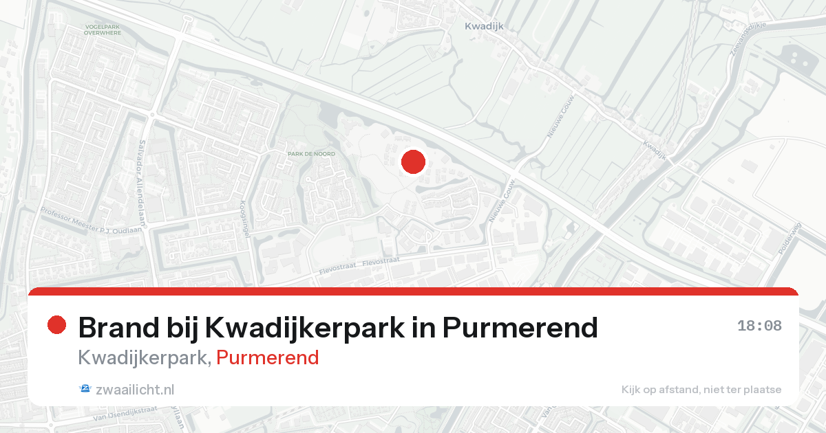 Brand bij Kwadijkerpark in Purmerend — 16 aug 2026