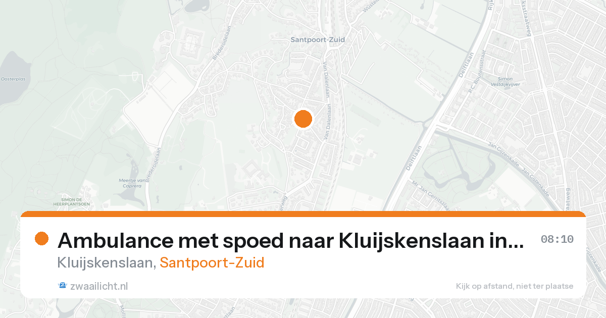 Ambulance met spoed naar Kluijskenslaan in Santpoort-Zuid — 20 aug 2026