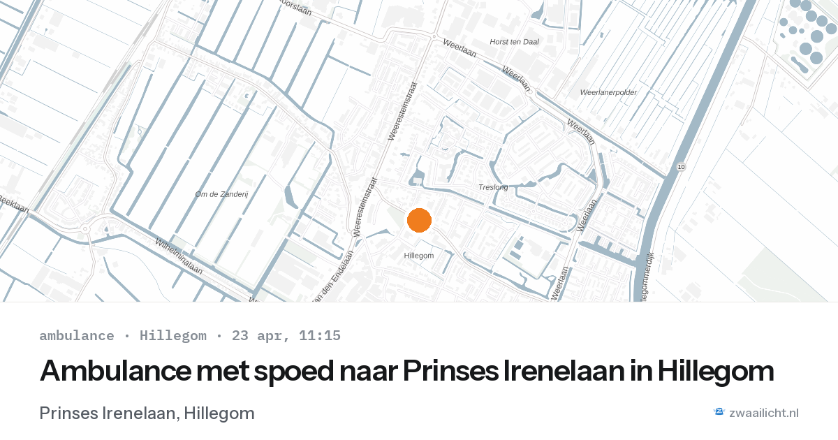 Ambulance met spoed naar Prinses Irenelaan in Hillegom — 23 apr 2026
