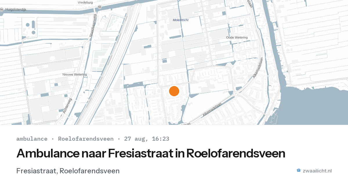 Ambulance naar Fresiastraat in Roelofarendsveen — 27 aug 2026