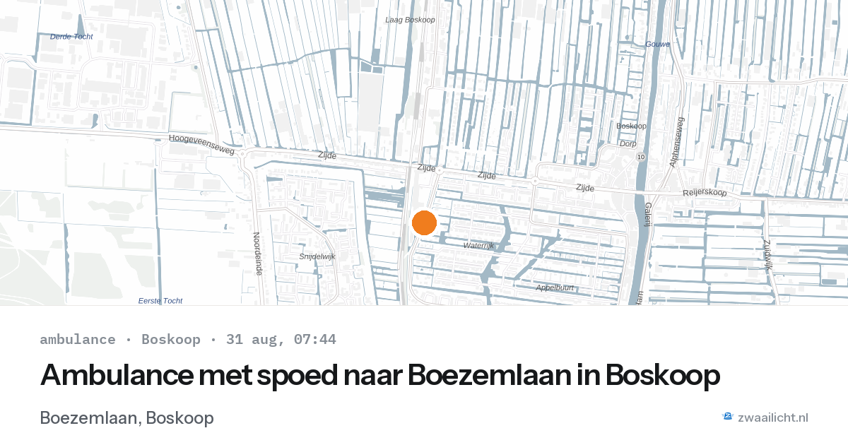 Ambulance met spoed naar Boezemlaan in Boskoop — 31 aug 2026