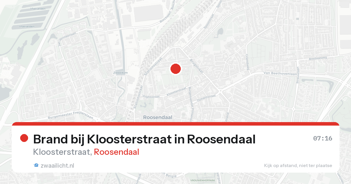 Brand bij Kloosterstraat in Roosendaal — 24 aug 2026