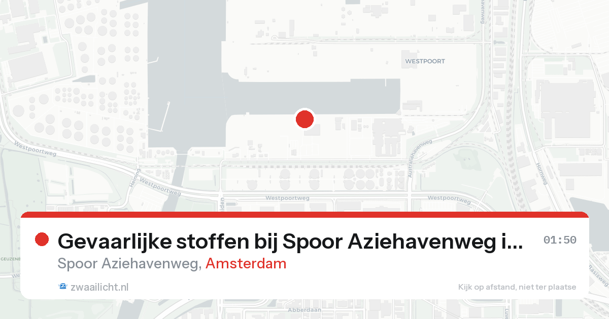 Gevaarlijke stoffen bij Spoor Aziehavenweg in Amsterdam — 17 aug 2026