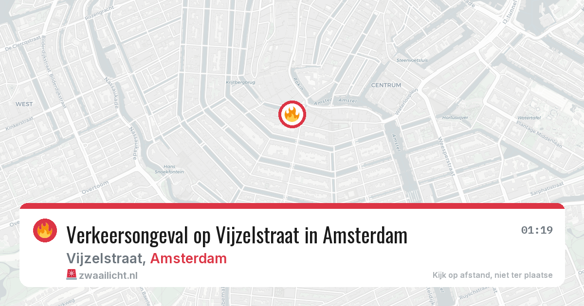 Verkeersongeval op Vijzelstraat in Amsterdam — 25 jul 2026
