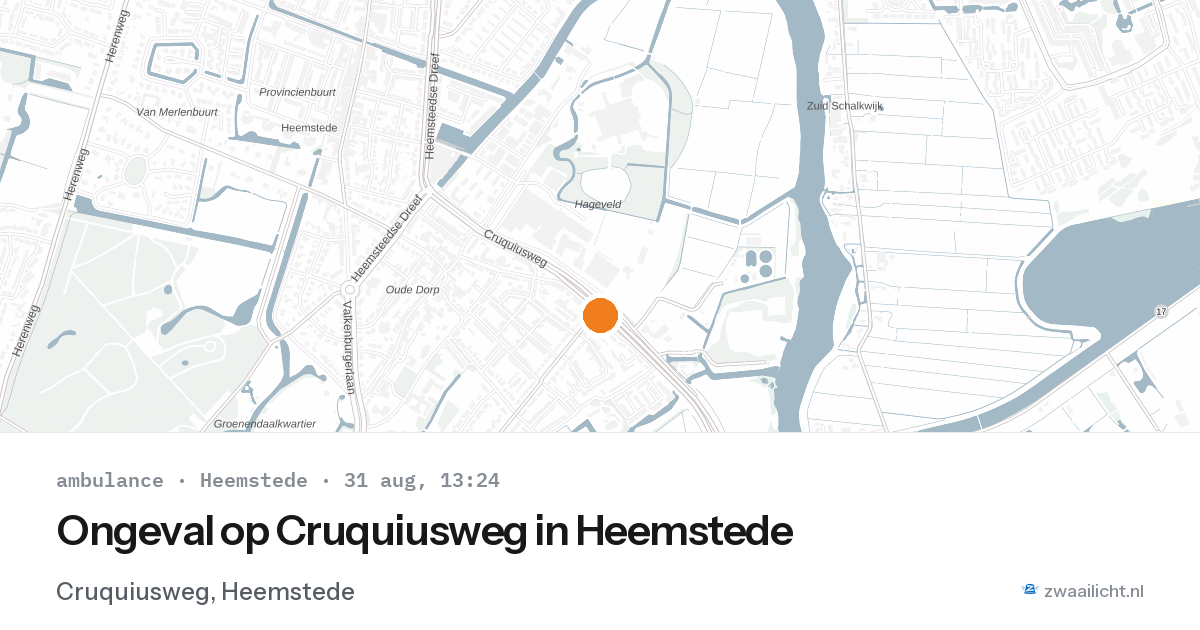 Ongeval op Cruquiusweg in Heemstede — 31 aug 2026
