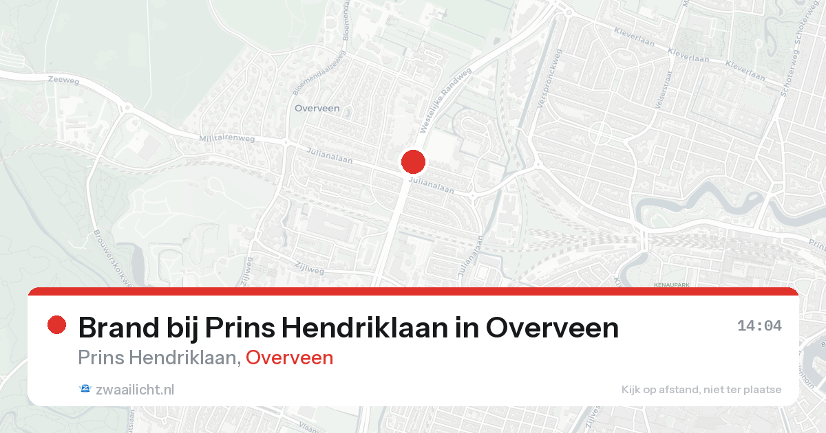 Brand bij Prins Hendriklaan in Overveen — 20 aug 2026