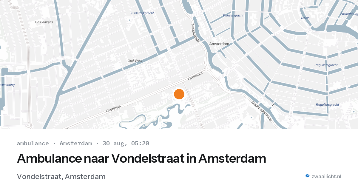 Ambulance naar Vondelstraat in Amsterdam — 30 aug 2026