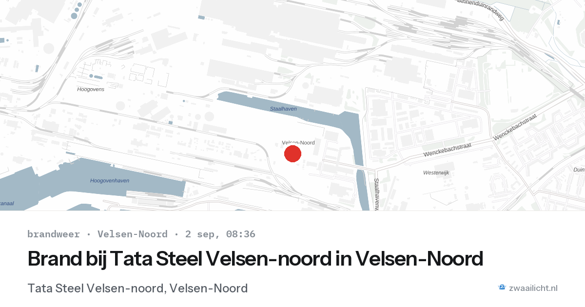 Brand bij Tata Steel Velsen-noord in Velsen-Noord — 2 sep 2026