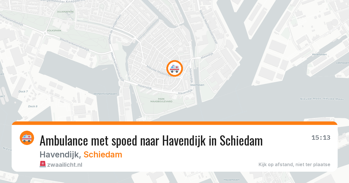 Ambulance met spoed naar Havendijk in Schiedam — 9 aug 2026