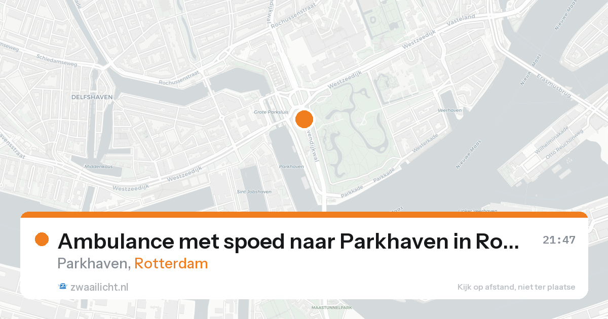 Ambulance met spoed naar Parkhaven in Rotterdam — 18 aug 2026