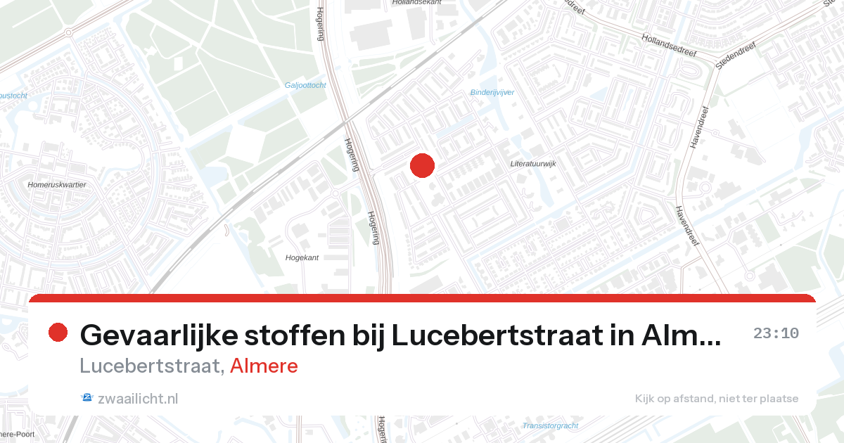 Gevaarlijke stoffen bij Lucebertstraat in Almere — 14 mei 2026