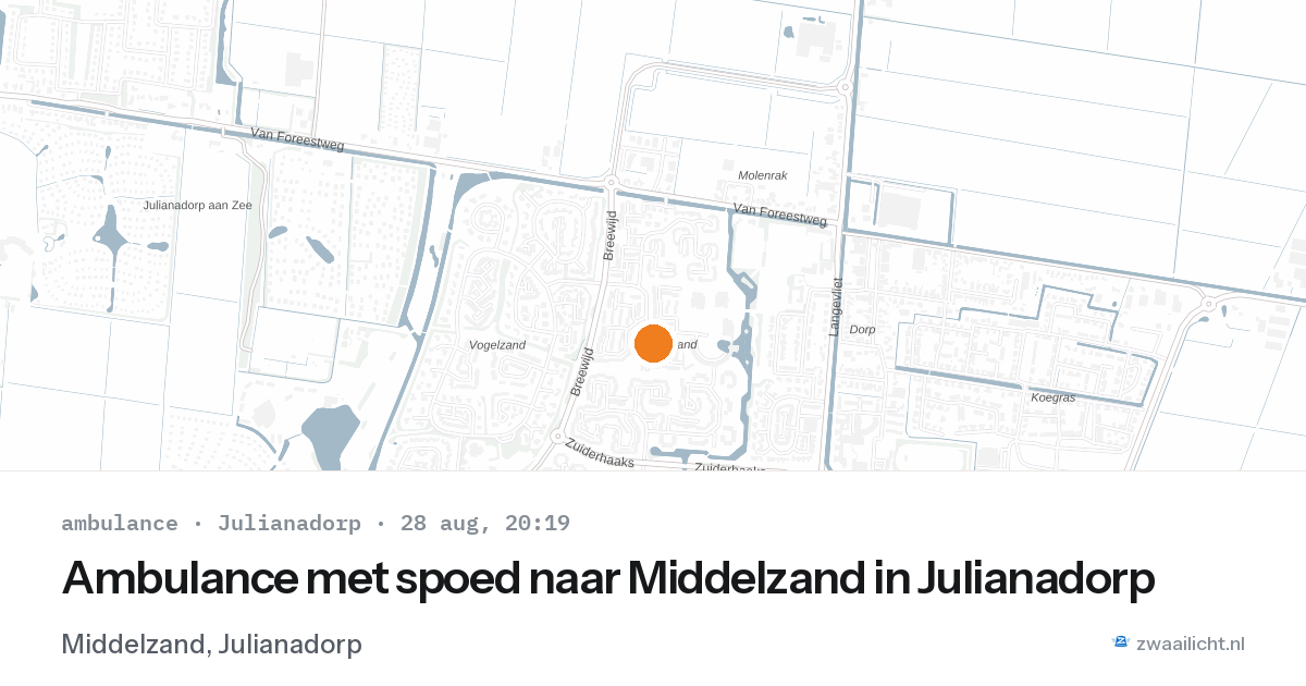 Ambulance met spoed naar Middelzand in Julianadorp — 28 aug 2026