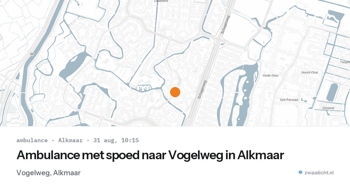 Ambulance met spoed naar Vogelweg in Alkmaar — 31 aug 2026