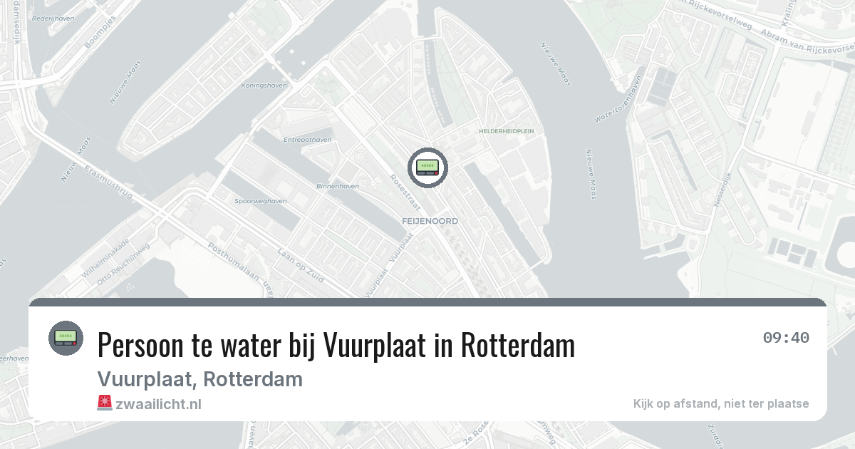 Persoon te water bij Vuurplaat in Rotterdam — 9 feb 2026