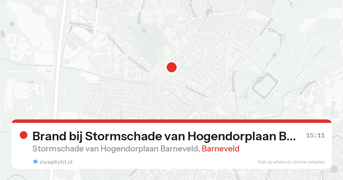 Brand bij Stormschade van Hogendorplaan Barneveld in Barneveld — 15 aug 2026