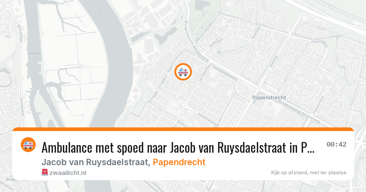 Ambulance met spoed naar Jacob van Ruysdaelstraat in Papendrecht — 9 aug 2026
