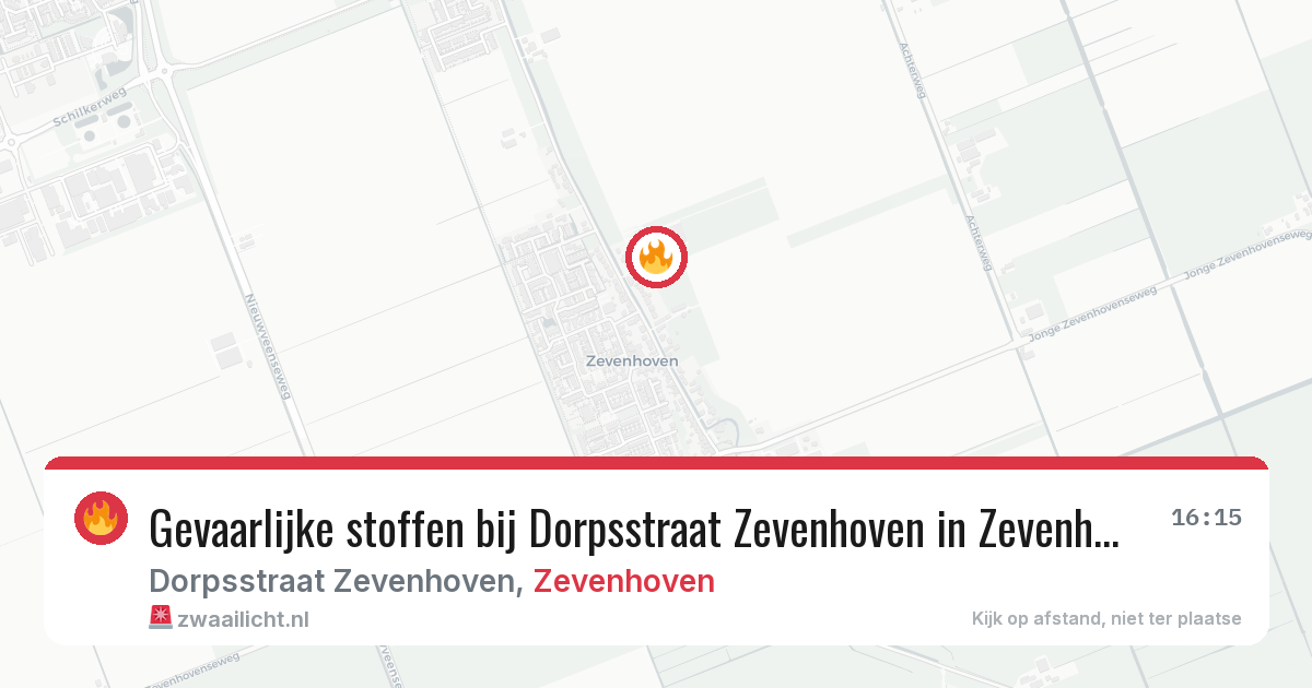 Gevaarlijke stoffen bij Dorpsstraat Zevenhoven in Zevenhoven — 18 feb 2026