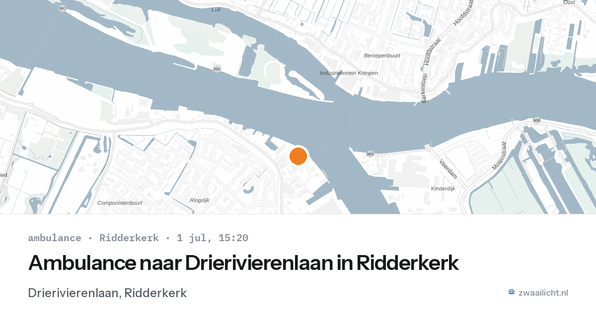 Ambulance naar Drierivierenlaan in Ridderkerk — 1 jul 2026