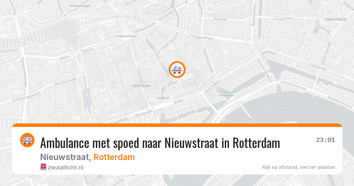 Ambulance met spoed naar Nieuwstraat in Rotterdam — 7 aug 2026