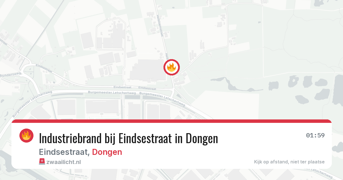 Industriebrand bij Eindsestraat in Dongen — 4 aug 2026