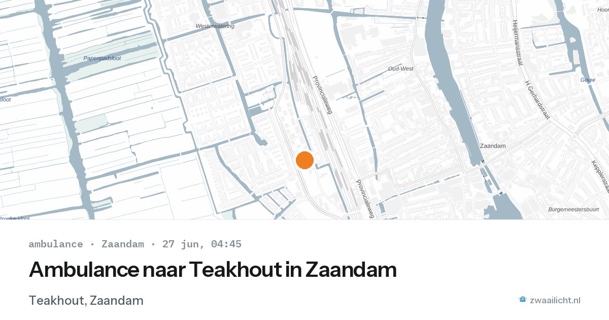 Ambulance naar Teakhout in Zaandam — 27 jun 2026