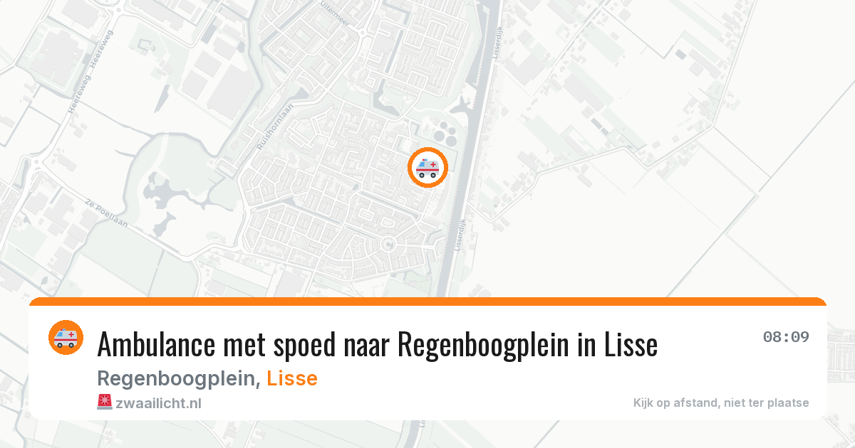 Ambulance met spoed naar Regenboogplein in Lisse — 6 aug 2026