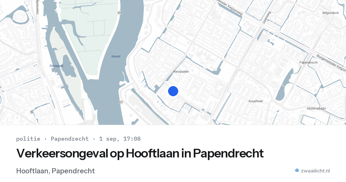 Verkeersongeval op Hooftlaan in Papendrecht — 1 sep 2026