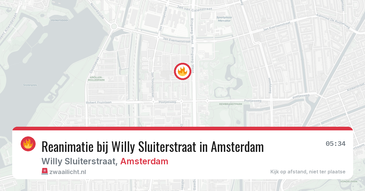 Reanimatie bij Willy Sluiterstraat in Amsterdam — 17 jun 2026