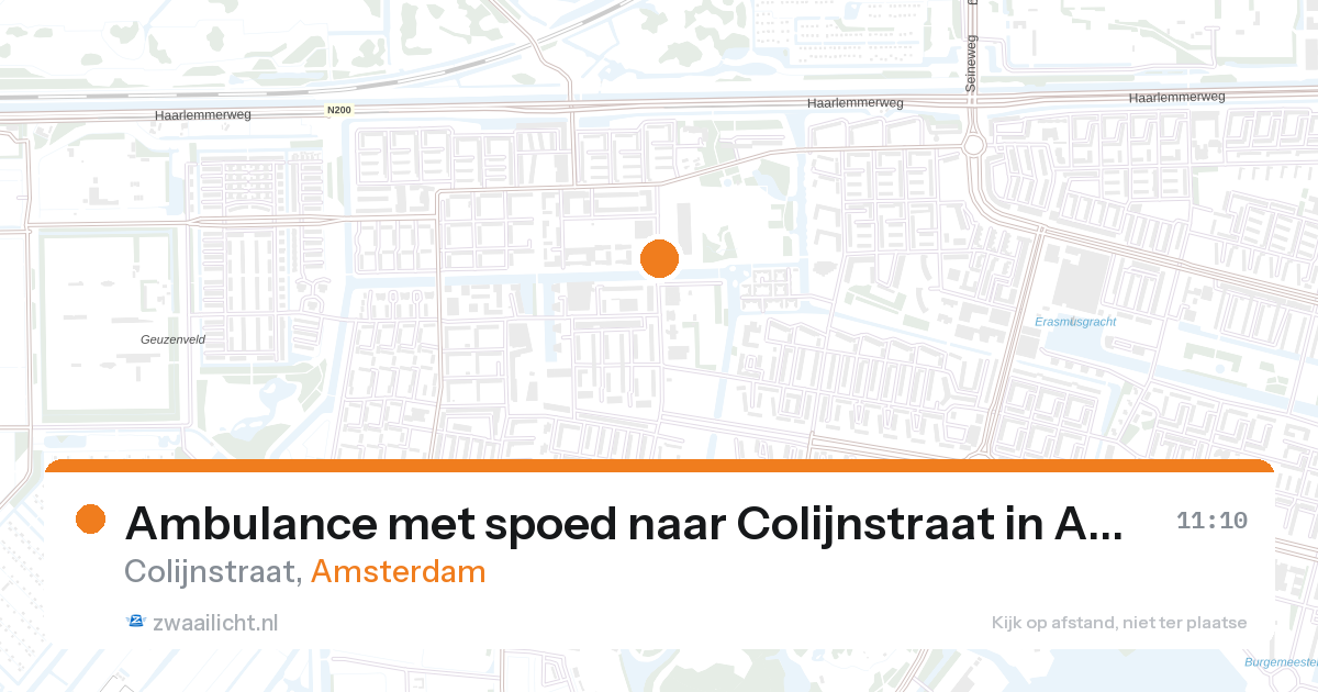 Ambulance met spoed naar Colijnstraat in Amsterdam — 27 aug 2026