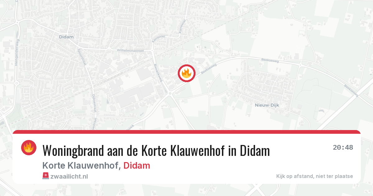 Woningbrand aan de Korte Klauwenhof in Didam — 25 mrt 2026