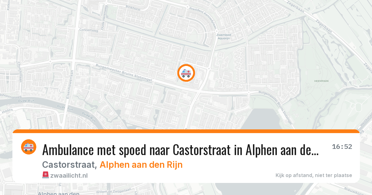 Ambulance met spoed naar Castorstraat in Alphen aan den Rijn — 10 aug 2026