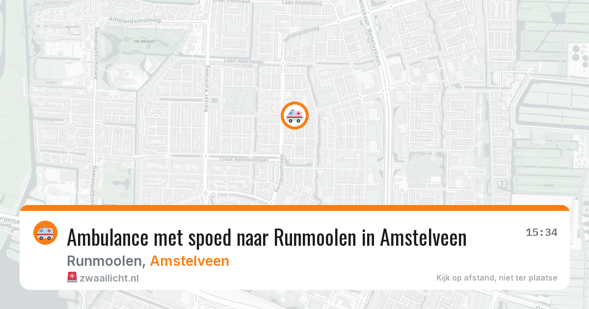 Ambulance met spoed naar Runmoolen in Amstelveen — 27 jun 2026